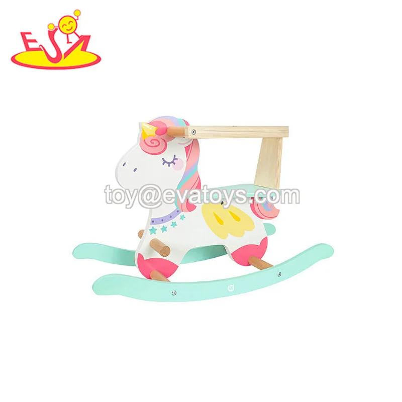 High quality  cute cartoon wooden rocking horse for kids  W16D127