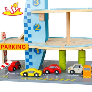 2021 New hottest customize preschool wooden parking garage toy for kids W04B085