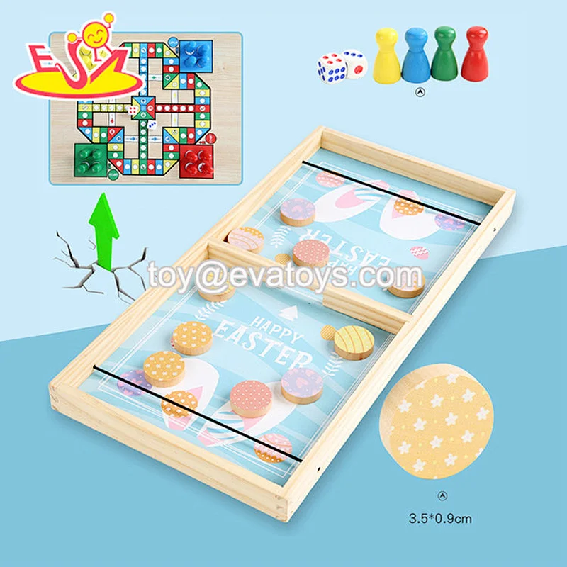 Top sale wooden Bear 2 in 1 ejection chess for children W11A134C