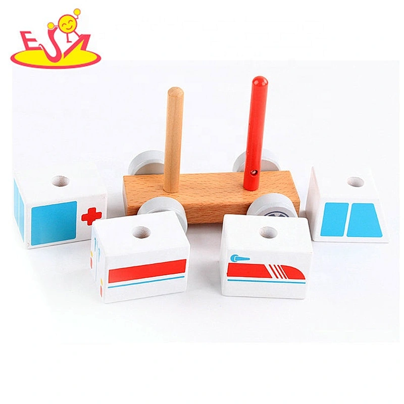 2021 Promotion wooden toy pretend ambulance early educational play set car W04A533