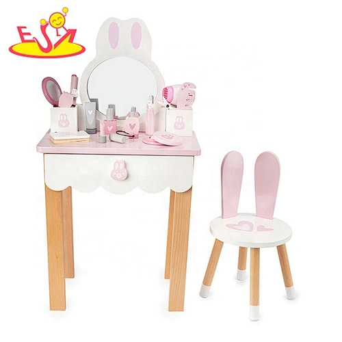 2021 New hottest modern white wooden Mirrored dressing table for children bedroom W08H138