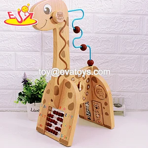 High quality educational activity wooden bead maze toy for kids W11B281