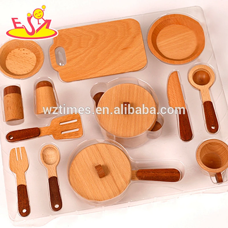 2018 Wholesale cheap kids natural wooden kitchen toy accessories high quality toddlers wooden kitchen toy accessories W10B127