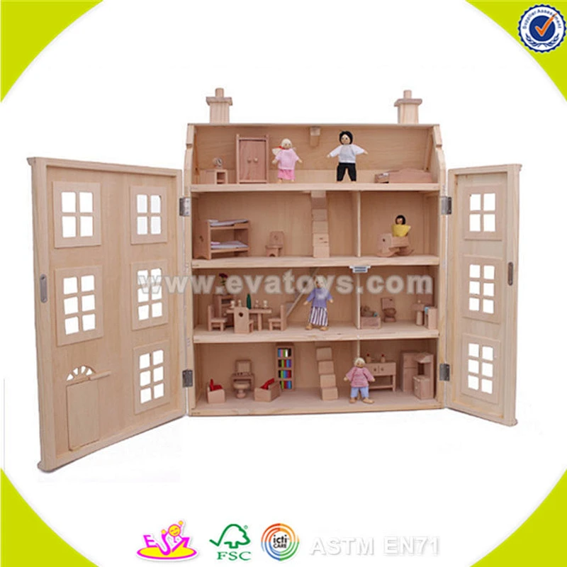 wholesale baby wooden doll house cheap kids wooden doll house top fashion children doll house W06A099