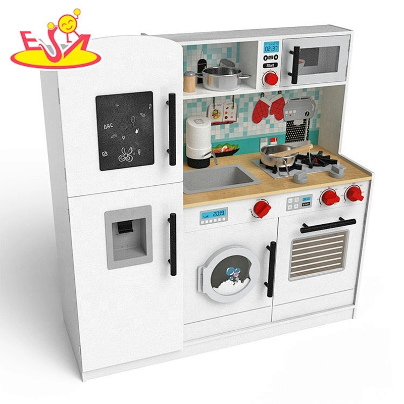 Best sale white wooden kitchen set toys for pretend play W10C609
