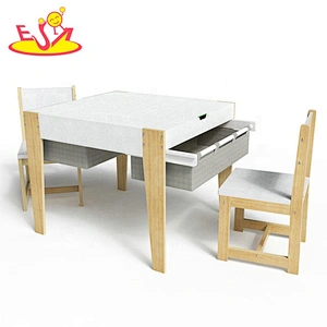 High quality kindergarten educational DIY wooden Wooden table and chairs for kids W08G303