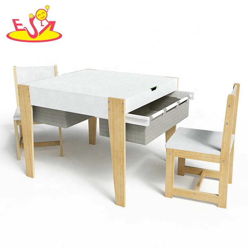 High quality kindergarten educational DIY wooden Wooden table and chairs for kids W08G303