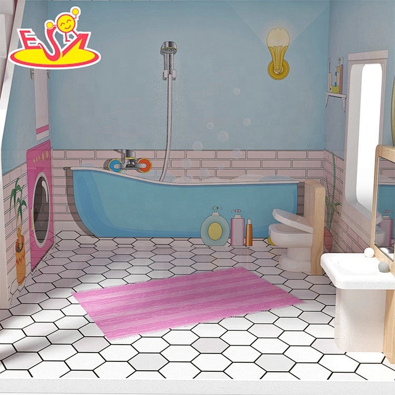 2021 Hot sale wholesale  wood doll house miniature construction toys for kids W06A422