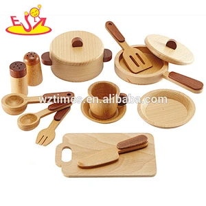 2018 Wholesale cheap kids natural wooden kitchen toy accessories high quality toddlers wooden kitchen toy accessories W10B127