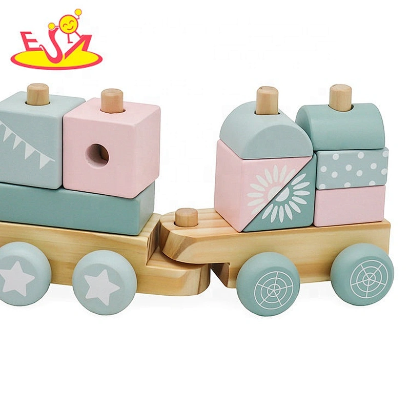 2021 Hot sale wholesale educational wooden pull train toy for baby W04A502