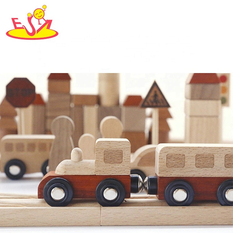 New wooden car shape blocks traffic building stacking toys for kids W04C206