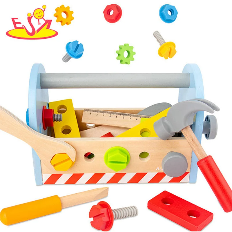 2021 Creative educational  pretend play set hardwood tool box for kids W03D150
