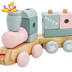 2021 Hot sale wholesale educational wooden pull train toy for baby W04A502