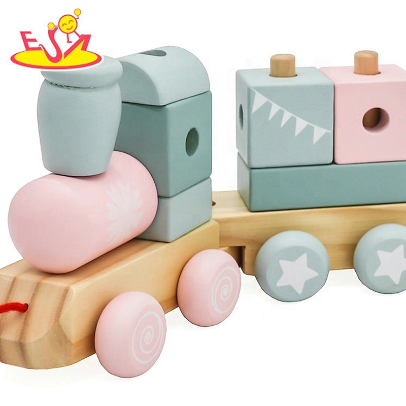 2021 Hot sale wholesale educational wooden pull train toy for baby W04A502
