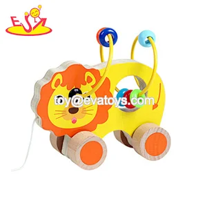 2021 New arrival animal shape wooden bead maze car toy for toddlers W11B280