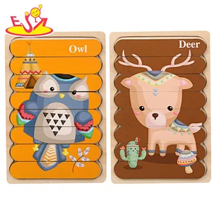 Creative wooden cute learning puzzle educational shape recognition game jigsaw puzzle for children W14A286