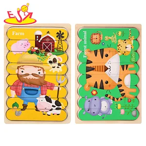 Top fashion wooden cute learning puzzle preschool shape recognition game jigsaw puzzle for children W14A287