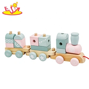 2021 Hot sale wholesale educational wooden pull train toy for baby W04A502