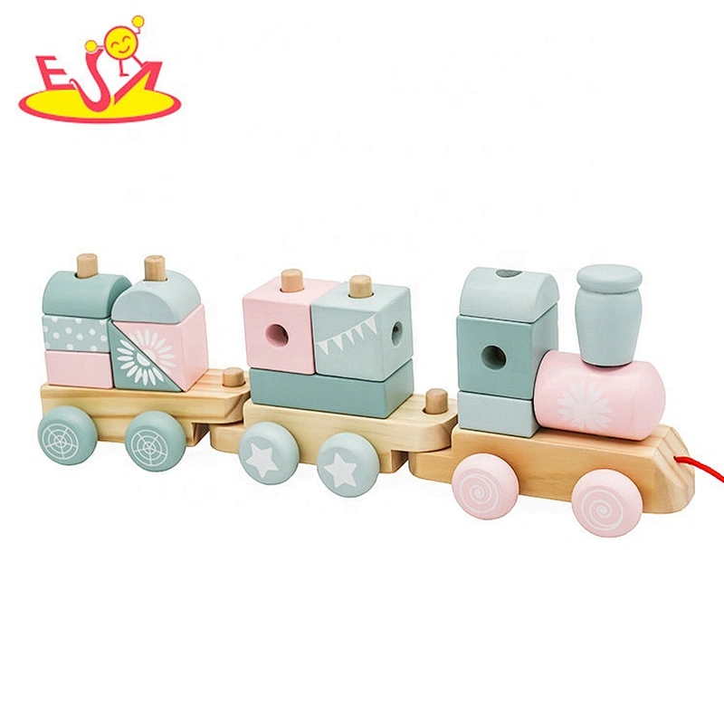 2021 Hot sale wholesale educational wooden pull train toy for baby W04A502
