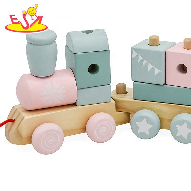 2021 Hot sale wholesale educational wooden pull train toy for baby W04A502