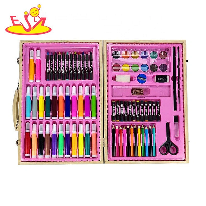 Hot sale 86PCS drawing set in wooden case for kids  W12B183