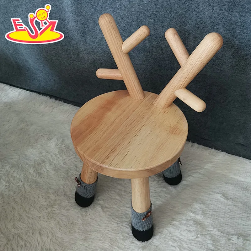 2021 New arrival cute goat shape wooden customized chair for kids W08G311