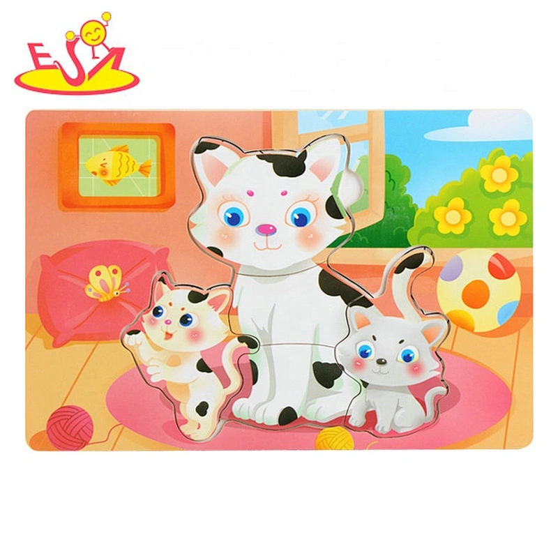 Hot sale wooden animal learning puzzle educational shape recognition game jigsaw puzzle for kids W14C311