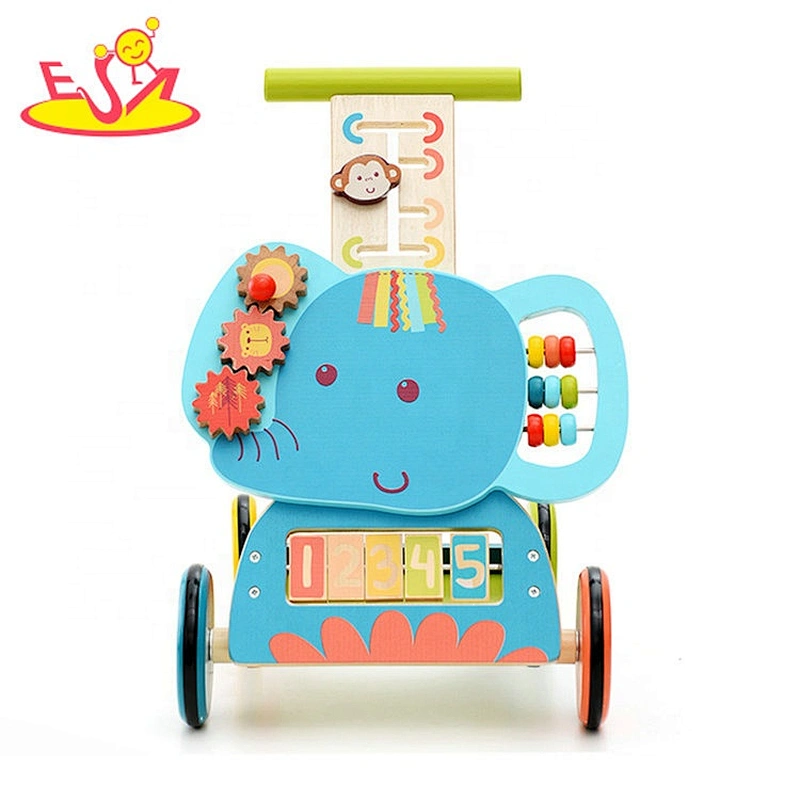 2021 Top sale educational wooden elephant baby activity walker for wholesale W16E164