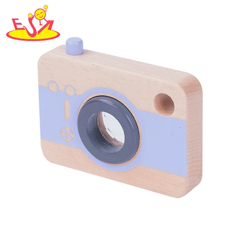 2021 New design wooden cute camera kaleidoscope for kids W01A367B