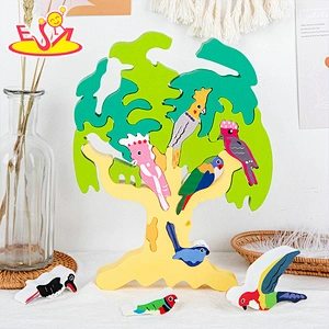 Top sale wooden animal brain teaser puzzle wooden coloring birds graffiti shape puzzle W14D228