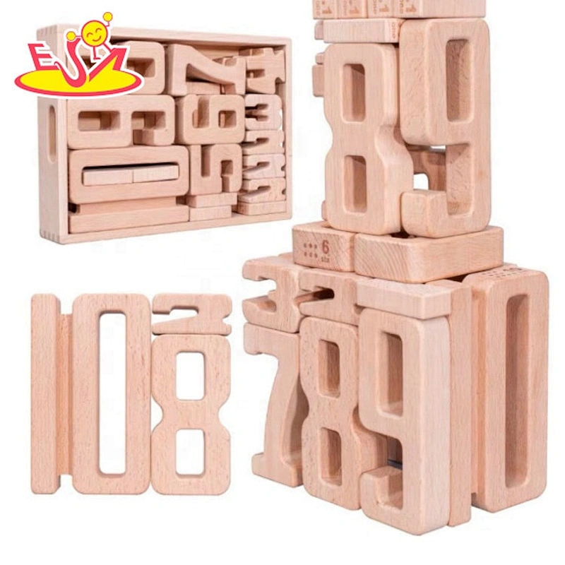 2021 wholesale kids wooden number building blocks with box W13A238