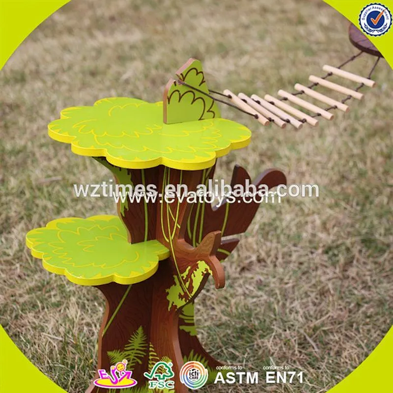 2018 New products indoor children toys wooden treehouse dollhouse W03B059