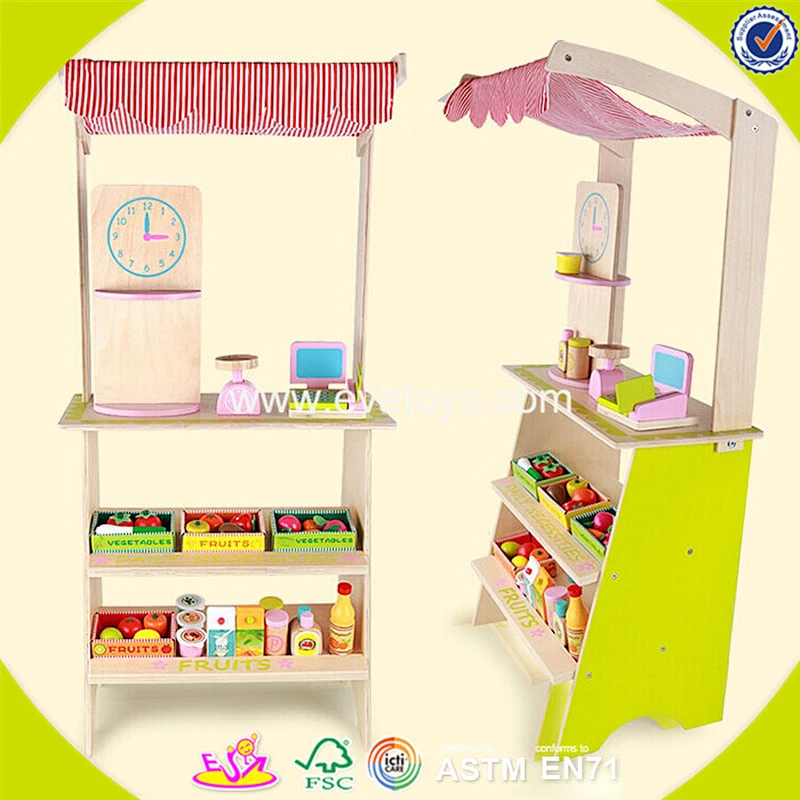 2018 New design wooden market shop toy children wooden market shop toy educational wooden market shop toy W10A061