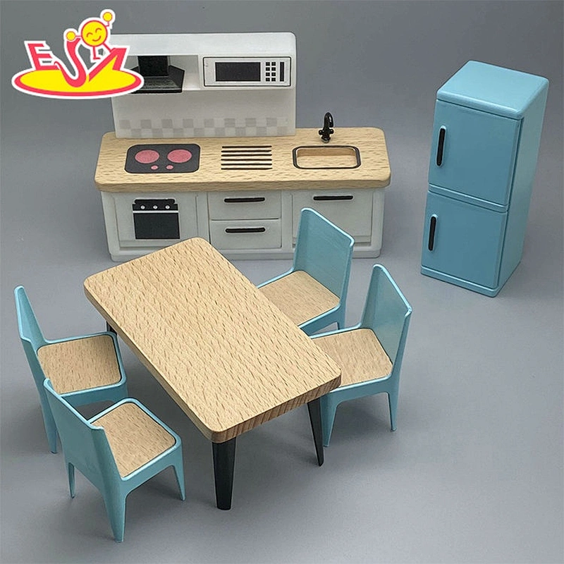 Wooden doll house furnitures for pretend play W06B114