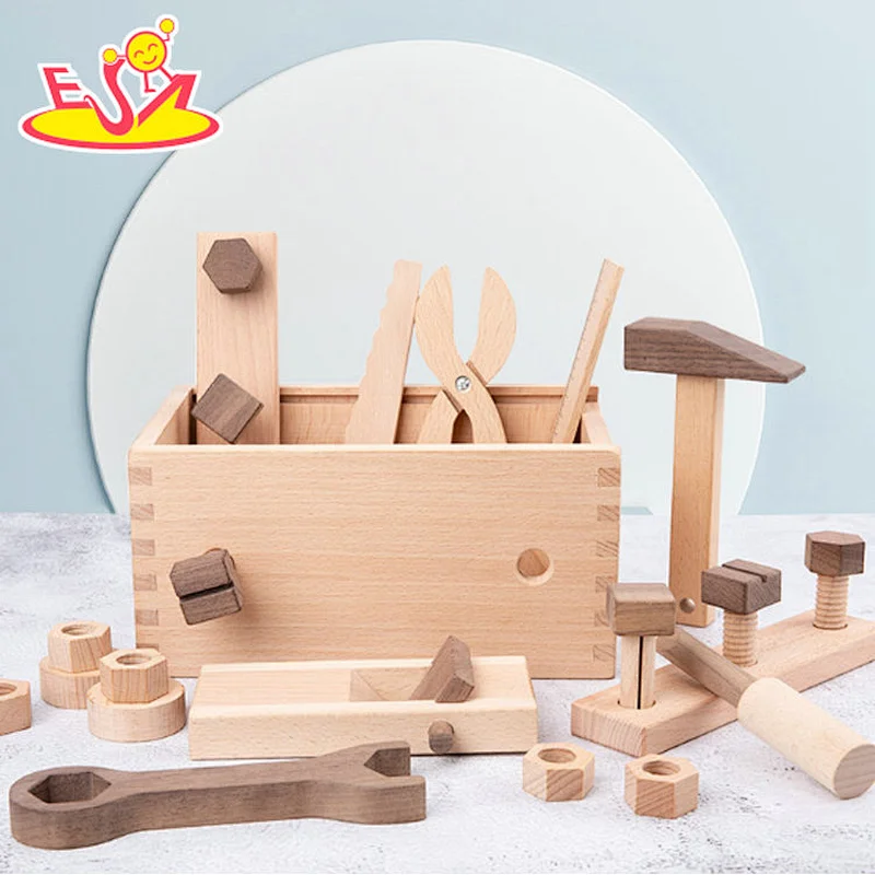 2021 New design  pretend play set hardwood tool box for kids W03D151