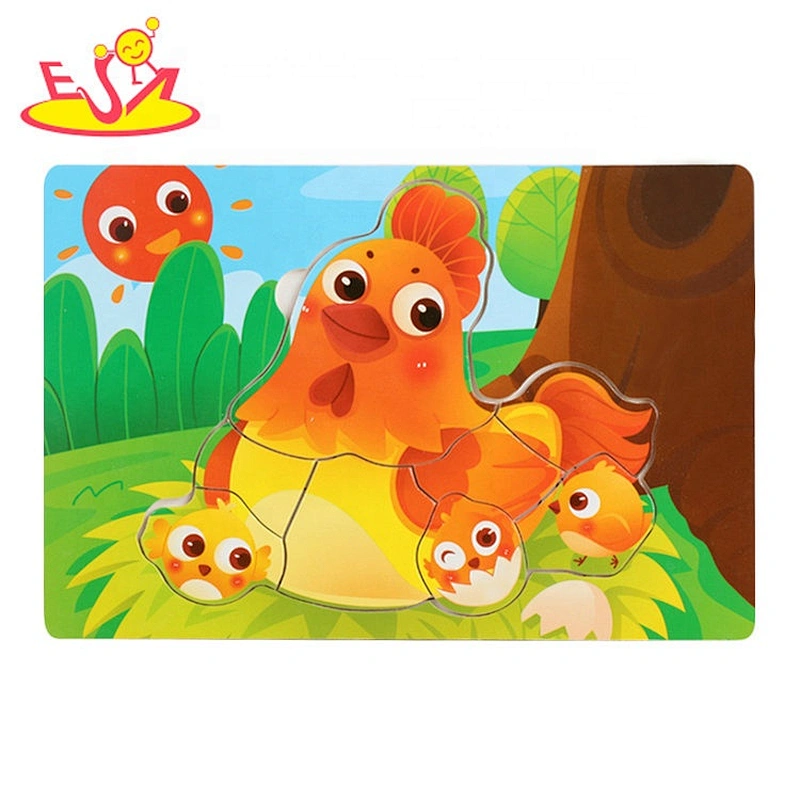 Hot sale wooden animal learning puzzle educational shape recognition game jigsaw puzzle for kids W14C311