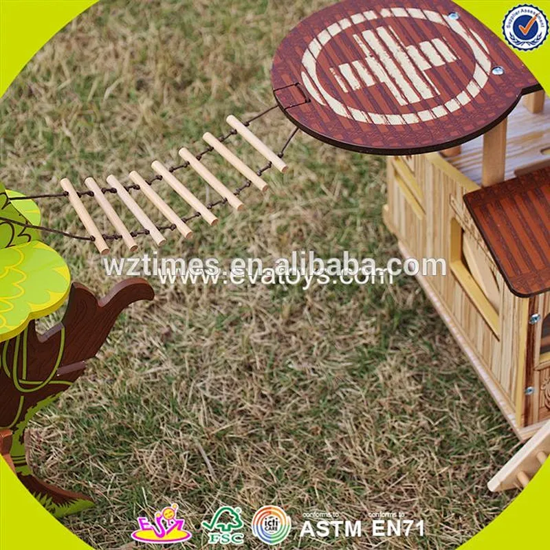 2018 New products indoor children toys wooden treehouse dollhouse W03B059