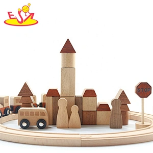 New wooden car shape blocks traffic building stacking toys for kids W04C206