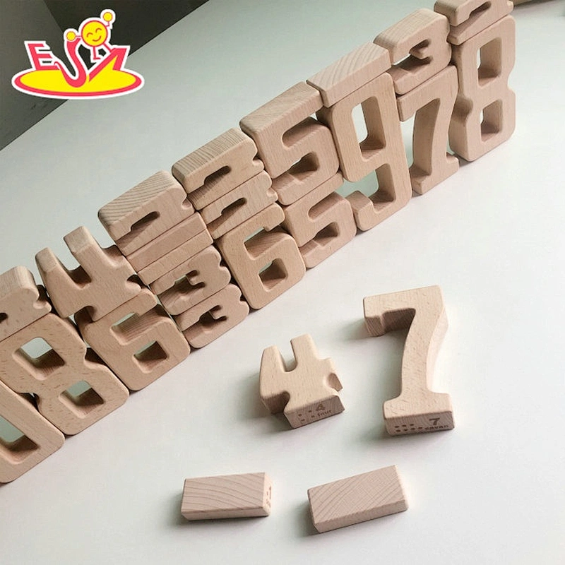 2021 wholesale kids wooden number building blocks with box W13A238