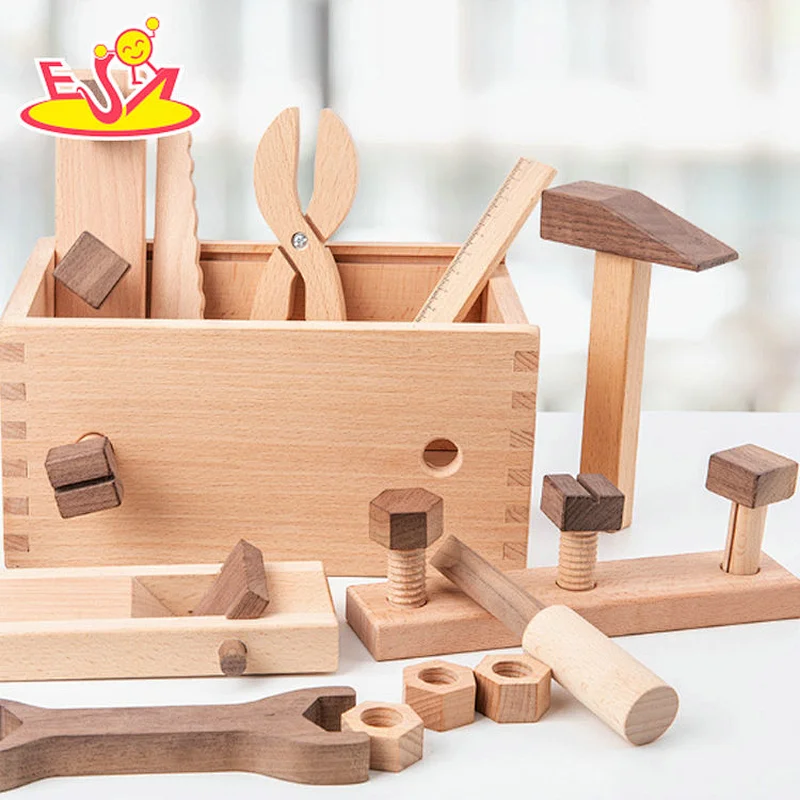 2021 New design  pretend play set hardwood tool box for kids W03D151