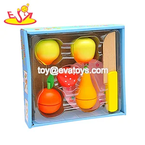 High quality preschool pretend play cutting wooden toy food set for children W10B385