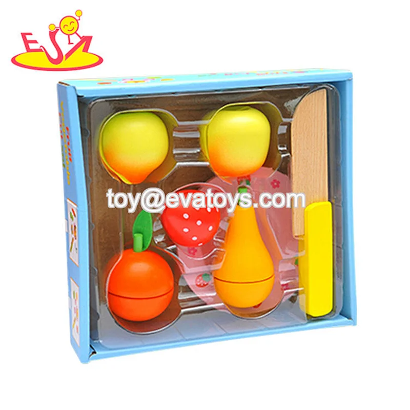 High quality preschool pretend play cutting wooden toy food set for children W10B385