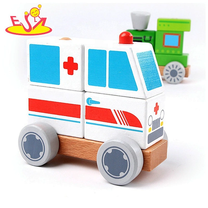 2021 Promotion wooden toy pretend ambulance early educational play set car W04A533