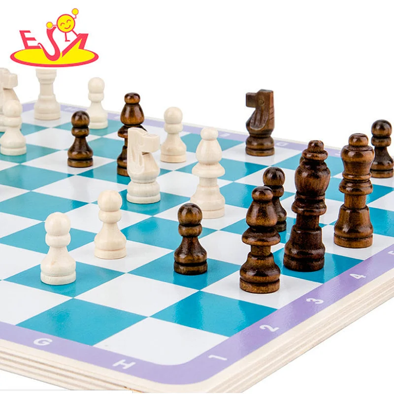 2021 new design cute wooden 2 in 1 chess board ludo game for kids' entertainment W11A132