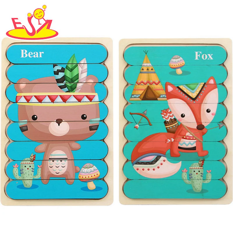 Customize wooden mini learning puzzle preschool shape recognition game jigsaw puzzle for kids W14A294