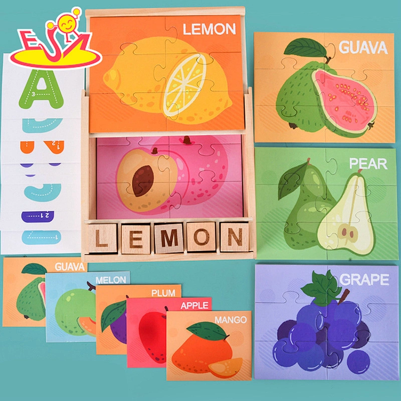 Most popular wooden animal learning puzzle preschool shape recognition game jigsaw puzzle for kids W14A296