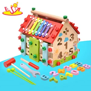 2021 New arrived multifunctional wooden house toys for preschool kids  W12D299