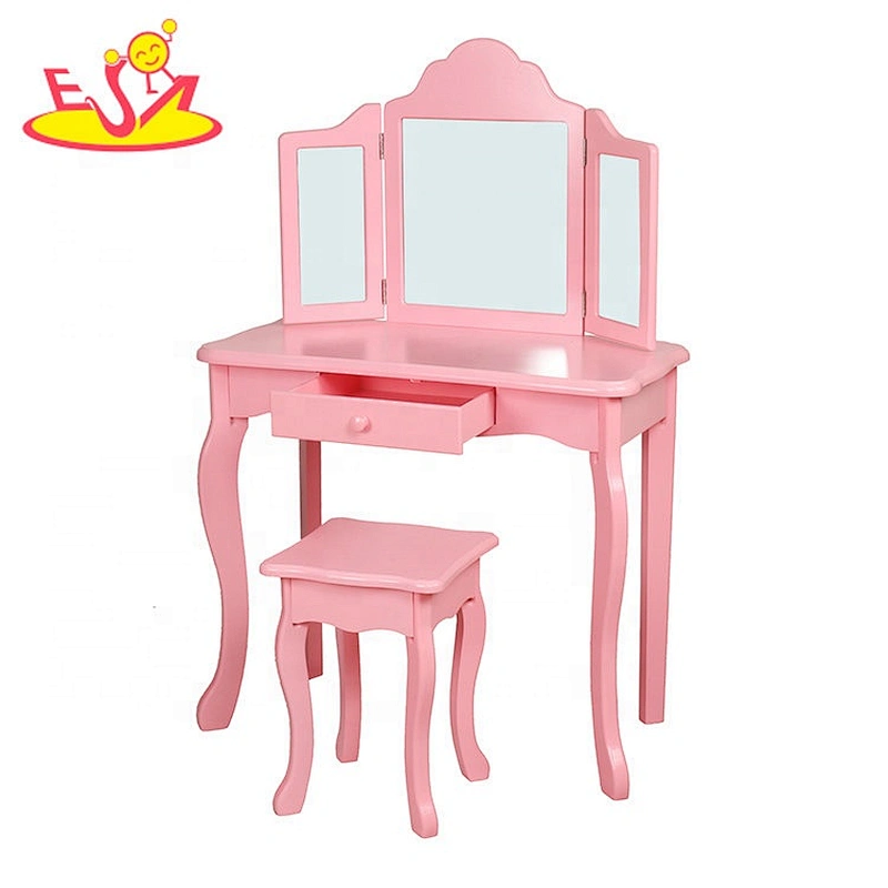 2021 Hot sale kids wooden pink dressing table with drawers W08H134