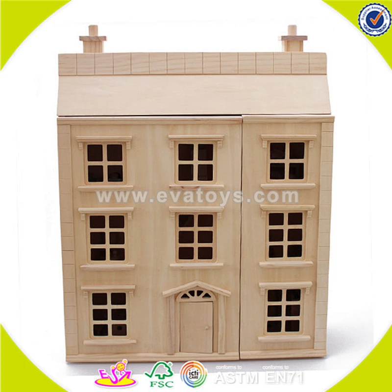 wholesale baby wooden doll house cheap kids wooden doll house top fashion children doll house W06A099