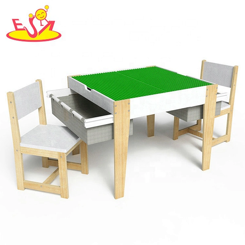 High quality kindergarten educational DIY wooden Wooden table and chairs for kids W08G303